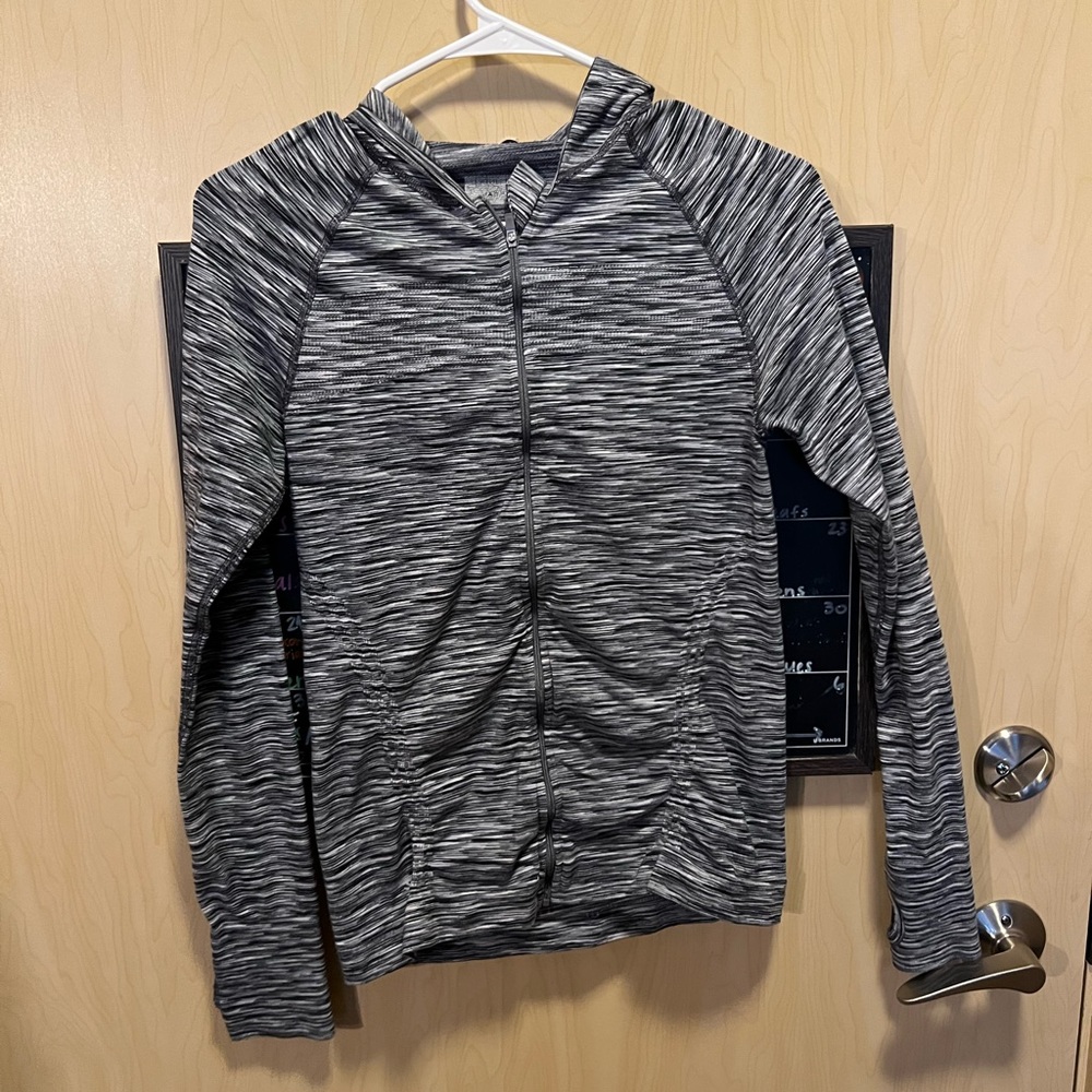 Black and White Striped Athleta Zip Up